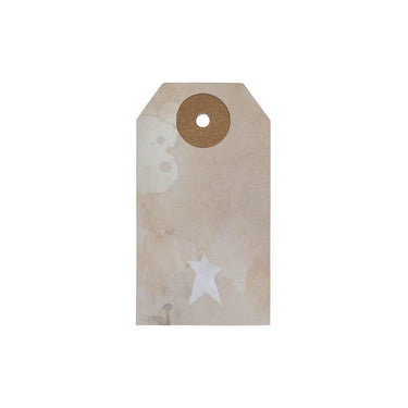 Primitive Star Tea Stained Paper Tag Creme 2.75x1.5 w/ Twine Set of 50 - The Fox Decor